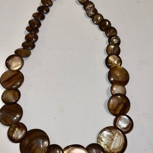 Brown Disc‎ Bead Necklace Graduated Round Statement Fashion Jewelry